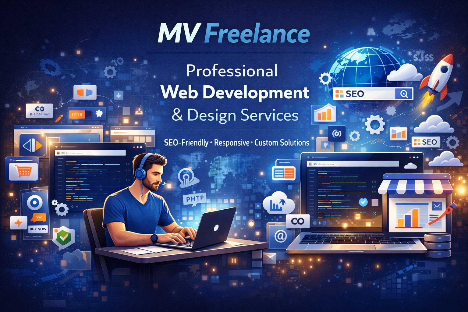Web development and SEO illustration